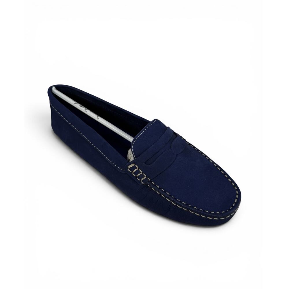 Massimo Matteo Penny Driver Loafer Womens 9 Blue Nubuck Leather Moccasin Slip On